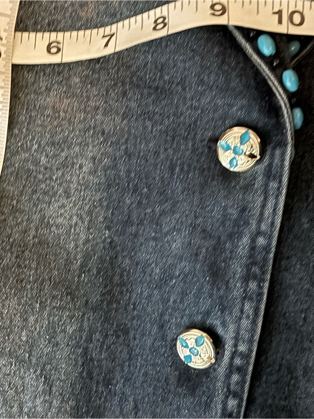 DG2 Women’s Dark Denim Jacket with Turquoise Embellishment - Picture 4 of 6